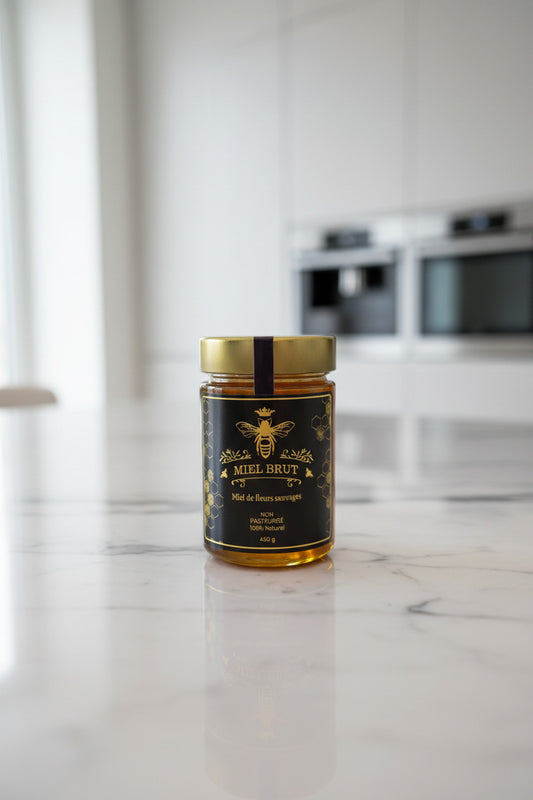 Jar of Mielbrut raw wildflower honey
