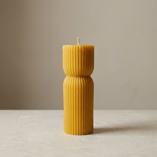 Trio de piliers | 3 chandelles cannelées en cire d'abeille pure | Mielbrut