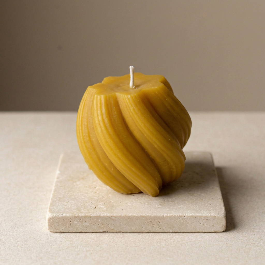 Petite chandelle spirale en cire d'abeille pure | Faite à la main au Québec | Mielbrut