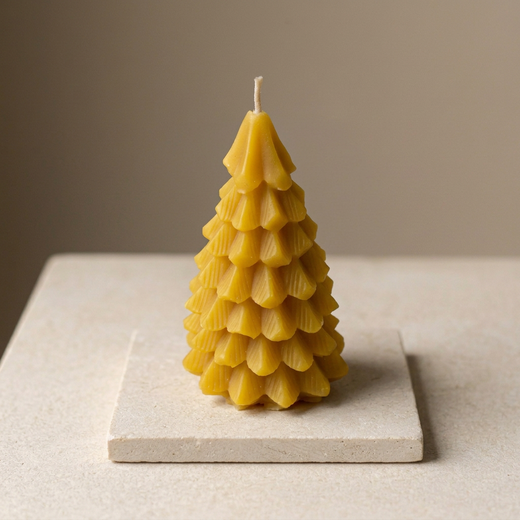 Christmas Tree Candle in Pure Beeswax | Handmade in Quebec | Mielbrut