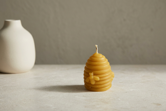 Chandelle ruche en paille en cire d'abeille pure | Faite à la main au Québec | Mielbrut