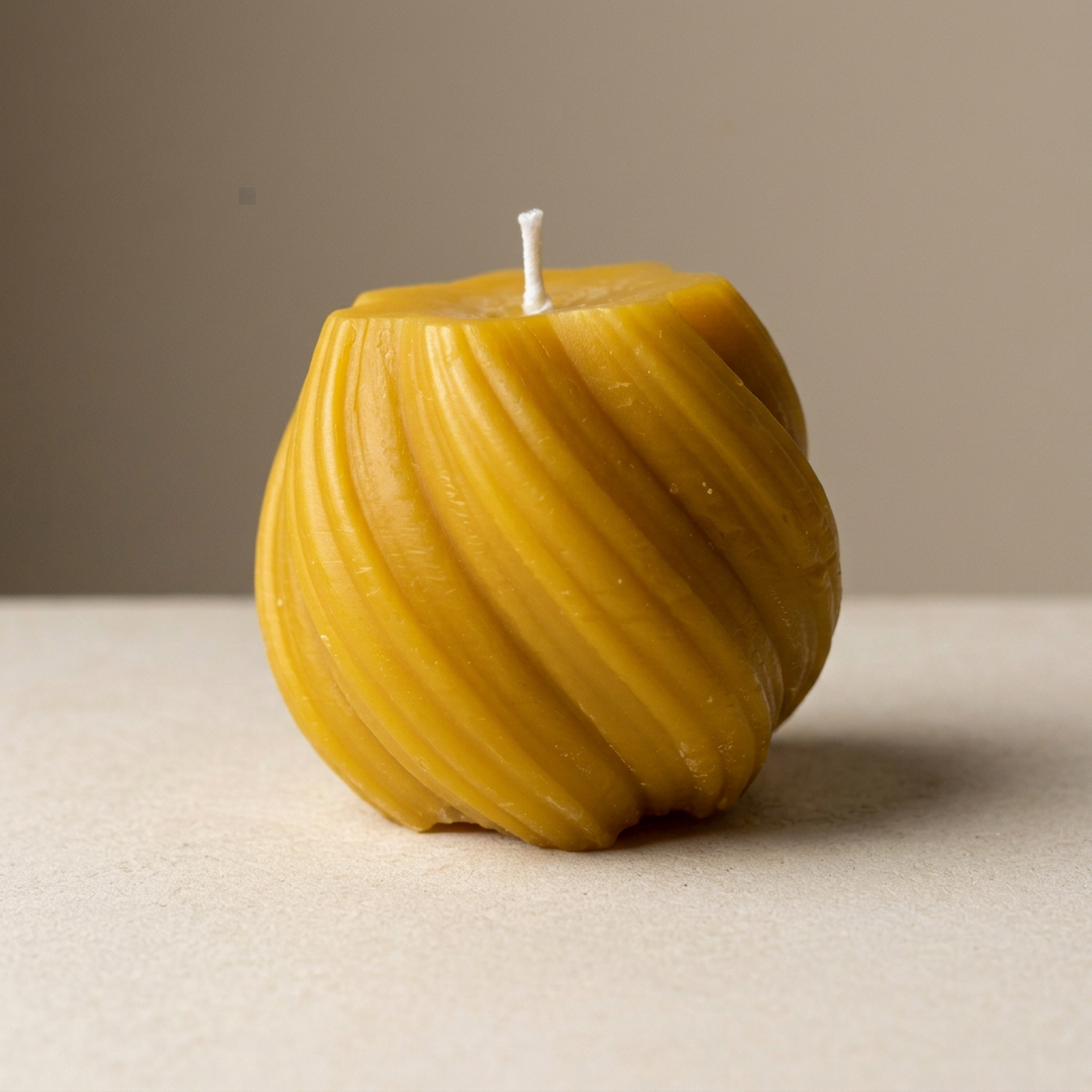 Chandelle torsadée cannelée en cire d'abeille pure | Faite à la main au Québec | Mielbrut