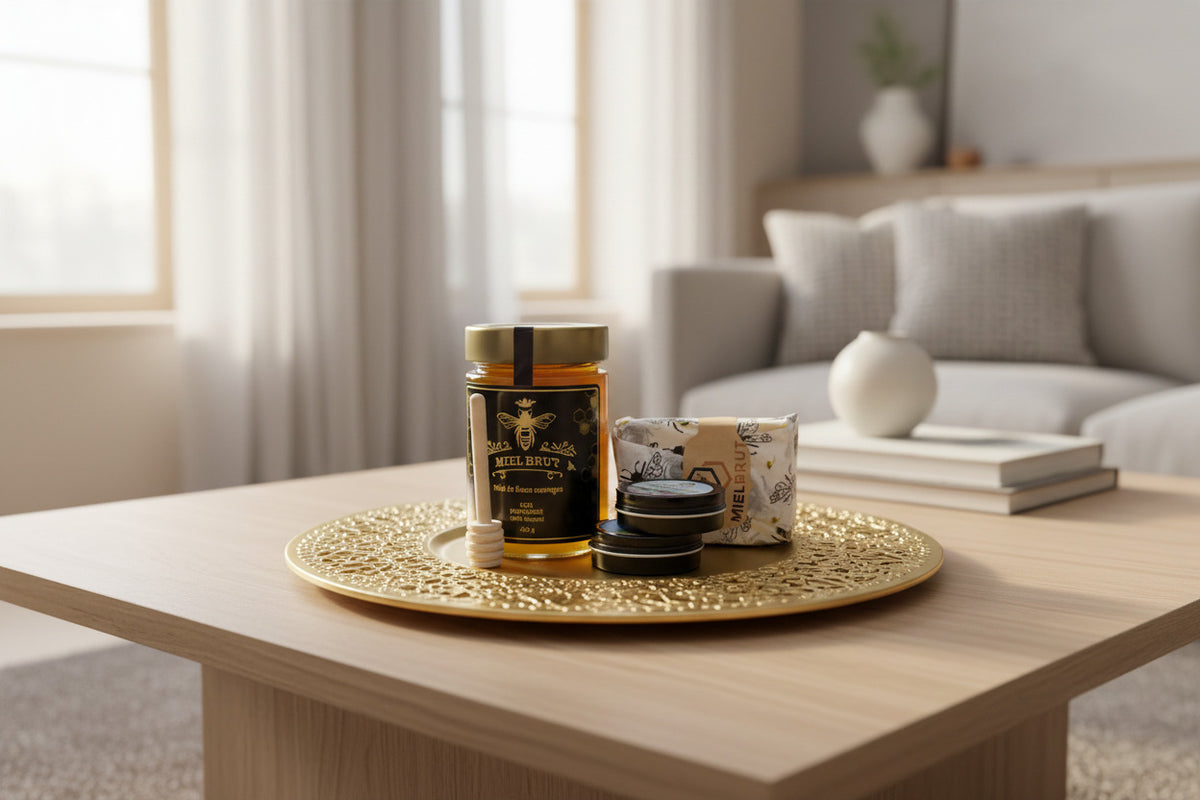 Ensemble-cadeau Mielbrut avec miel, baumes à la cire d'abeille et savon au lait de chèvre