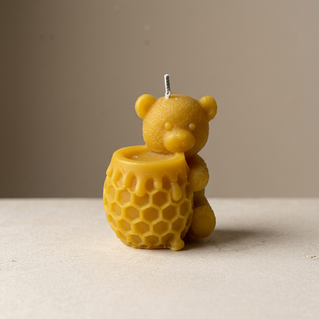 2 Candles & Honey Gift | Little Beeswax Candles and Raw Honey | Mielbrut