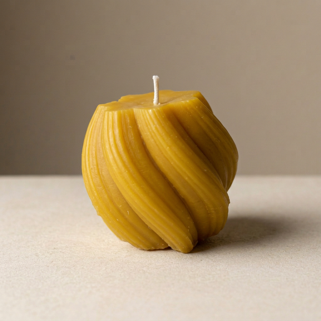 Petite chandelle spirale en cire d'abeille pure | Faite à la main au Québec | Mielbrut