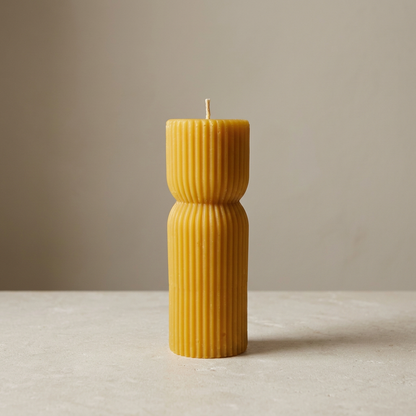 Pillar Trio | 3 Ribbed Candles in Pure Beeswax | Mielbrut