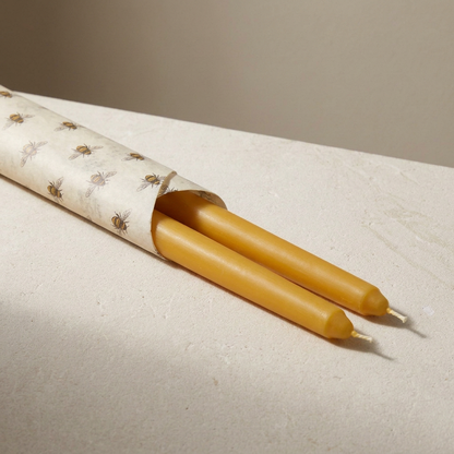 10 Inch Taper Candle Pair in Pure Beeswax | Handmade in Quebec | Mielbrut
